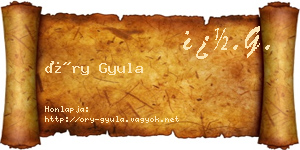 Őry Gyula névjegykártya